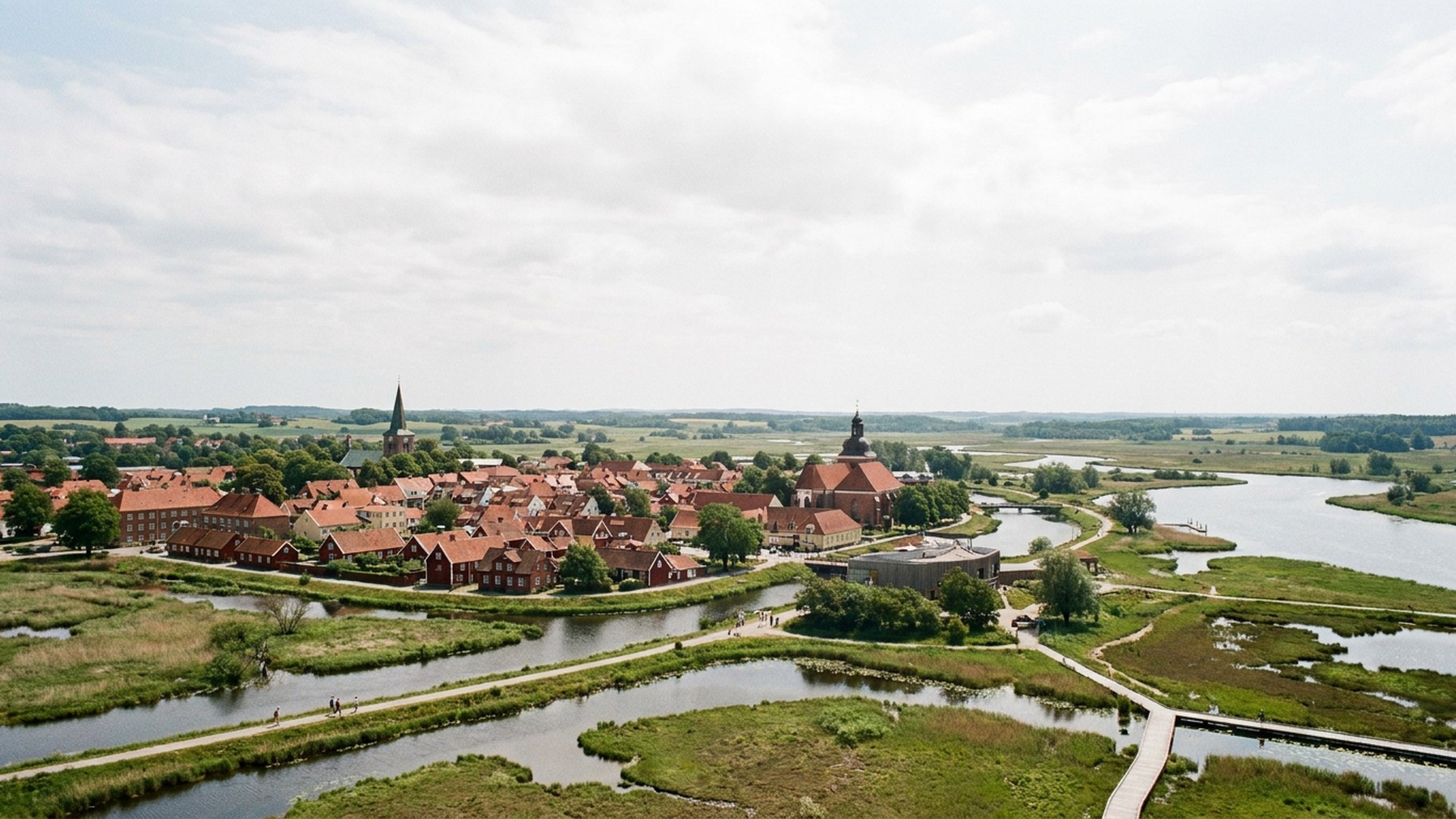 Small settlement in its landscape in Kristianstad, Sweden