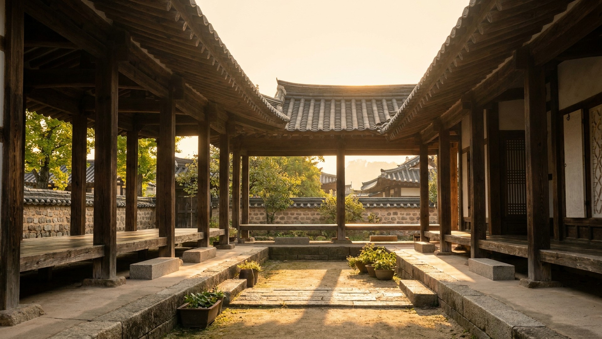 Arcaded public space in Jeonju, South Korea