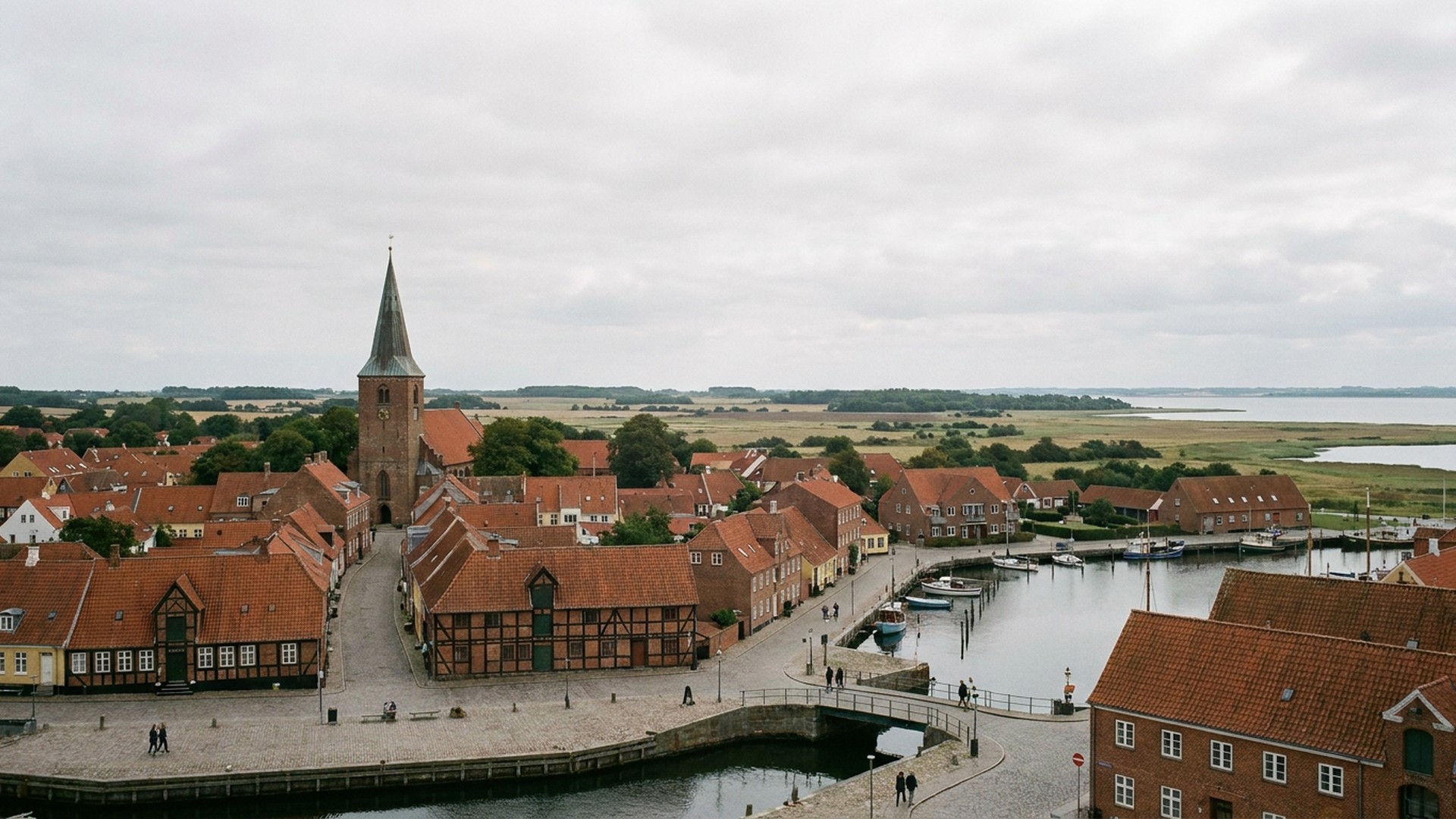 Small settlement in its landscape in Nykøbing Falster, Denmark