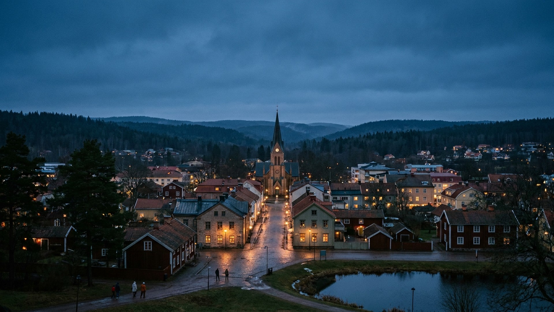 Small settlement in its landscape in Skövde, Sweden