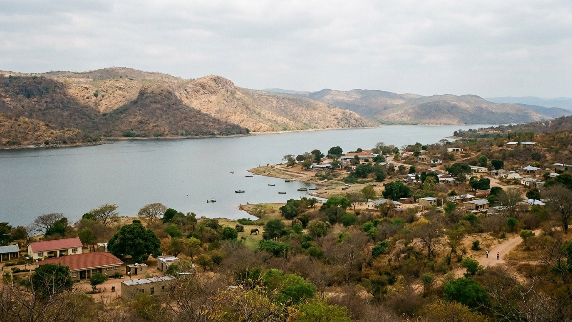 Elevated view over the lake basin in Kariba, Zimbabwe