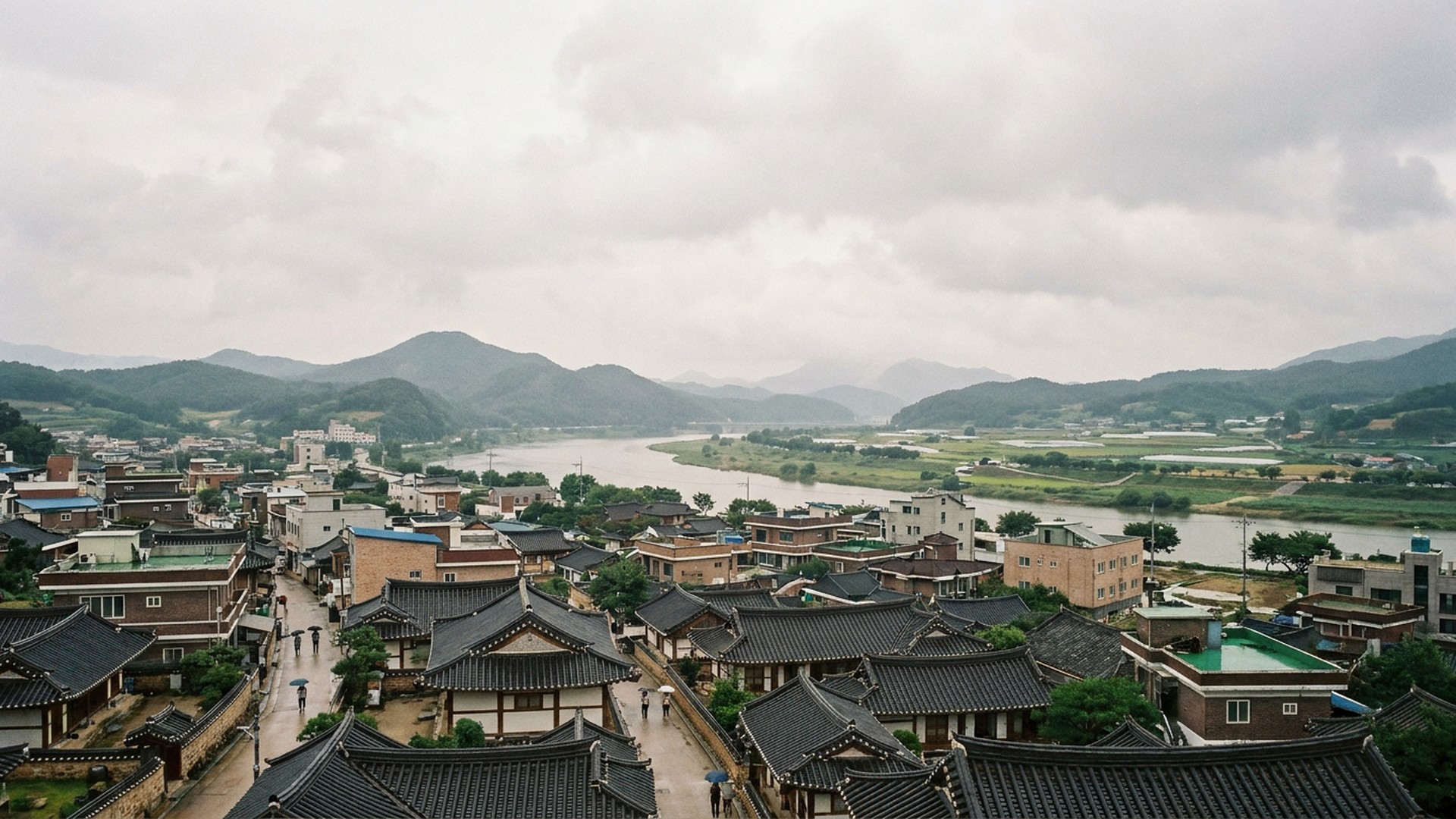 The historic core and surrounding landscape in Andong, South Korea