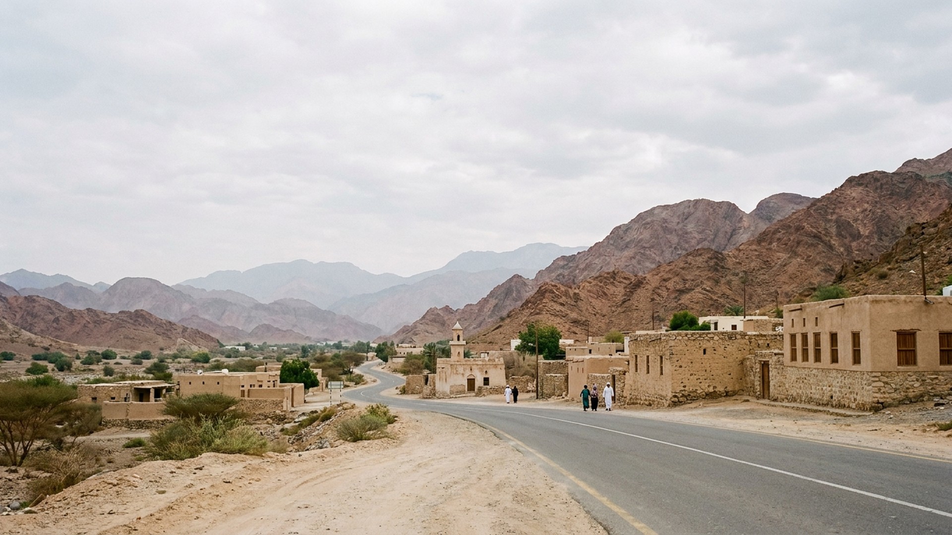 Landscape seen from a quiet local road in Ras Al Khaimah, United Arab Emirates