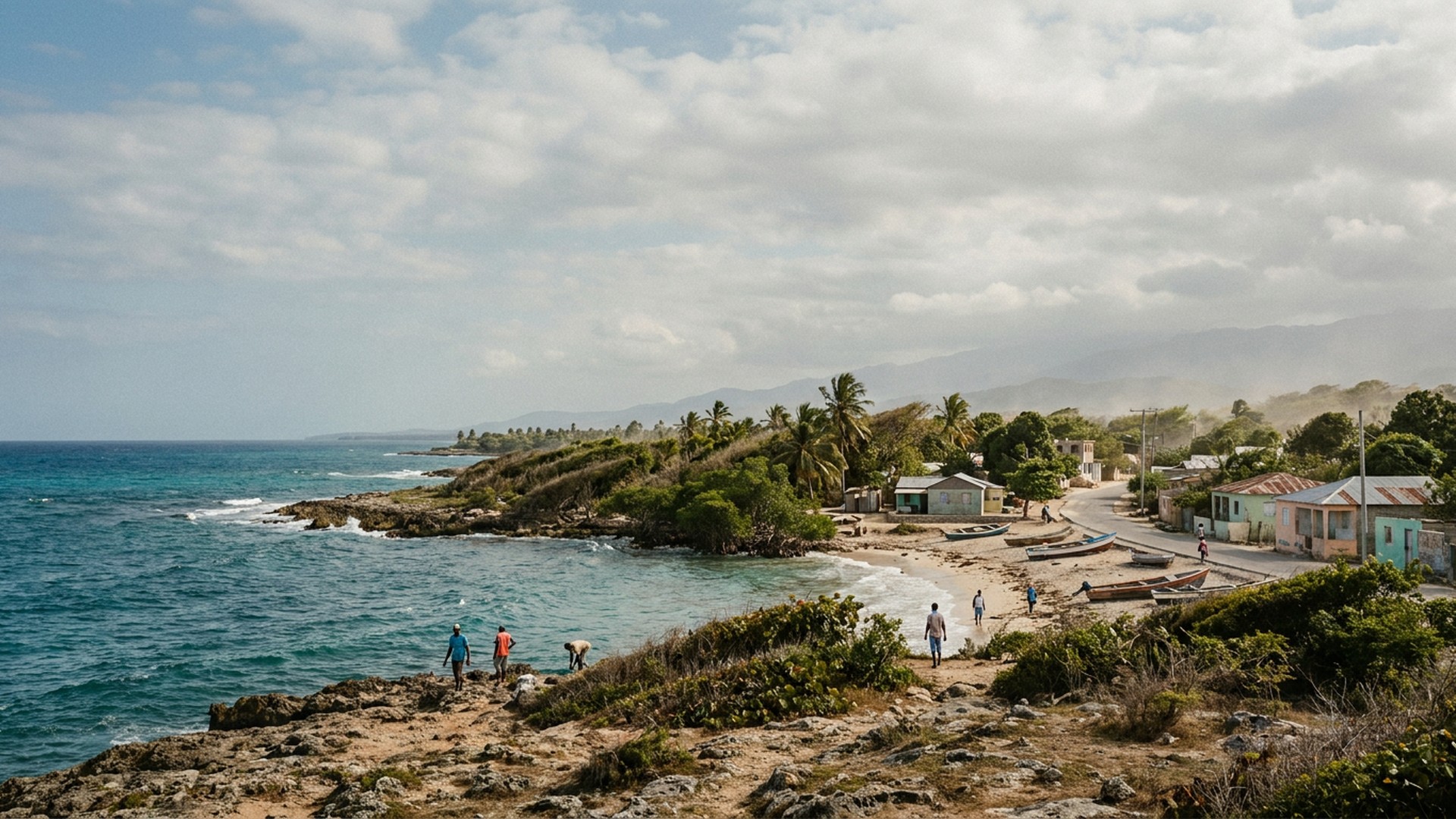 Shoreline and coastal vegetation in Santa Cruz de Barahona, Dominican Republic