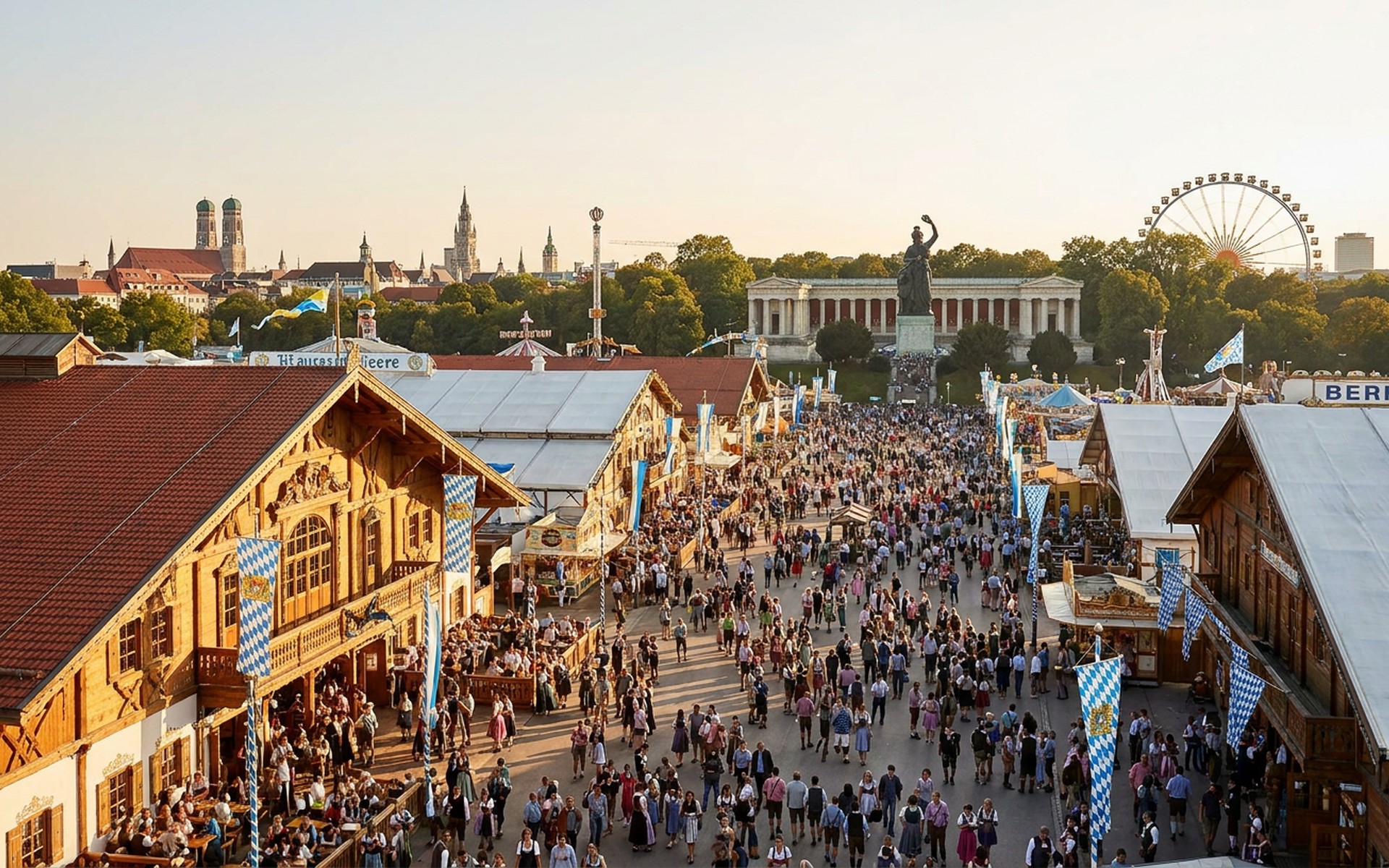 Small settlement in its landscape in Munich Oktoberfest Season, Germany
