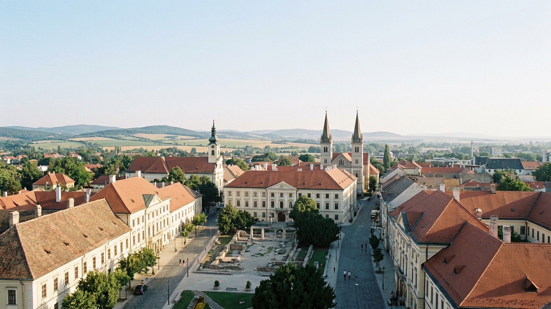 The historic core and surrounding landscape in Szombathely, Hungary