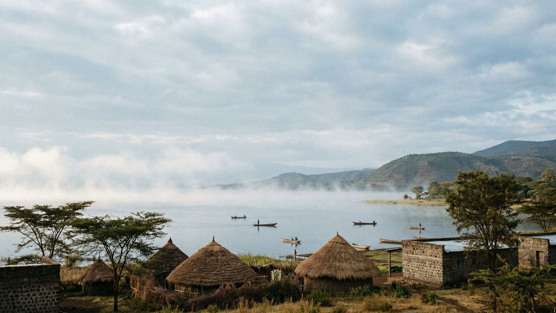 Mist lifting from the lake in Arba Minch, Ethiopia