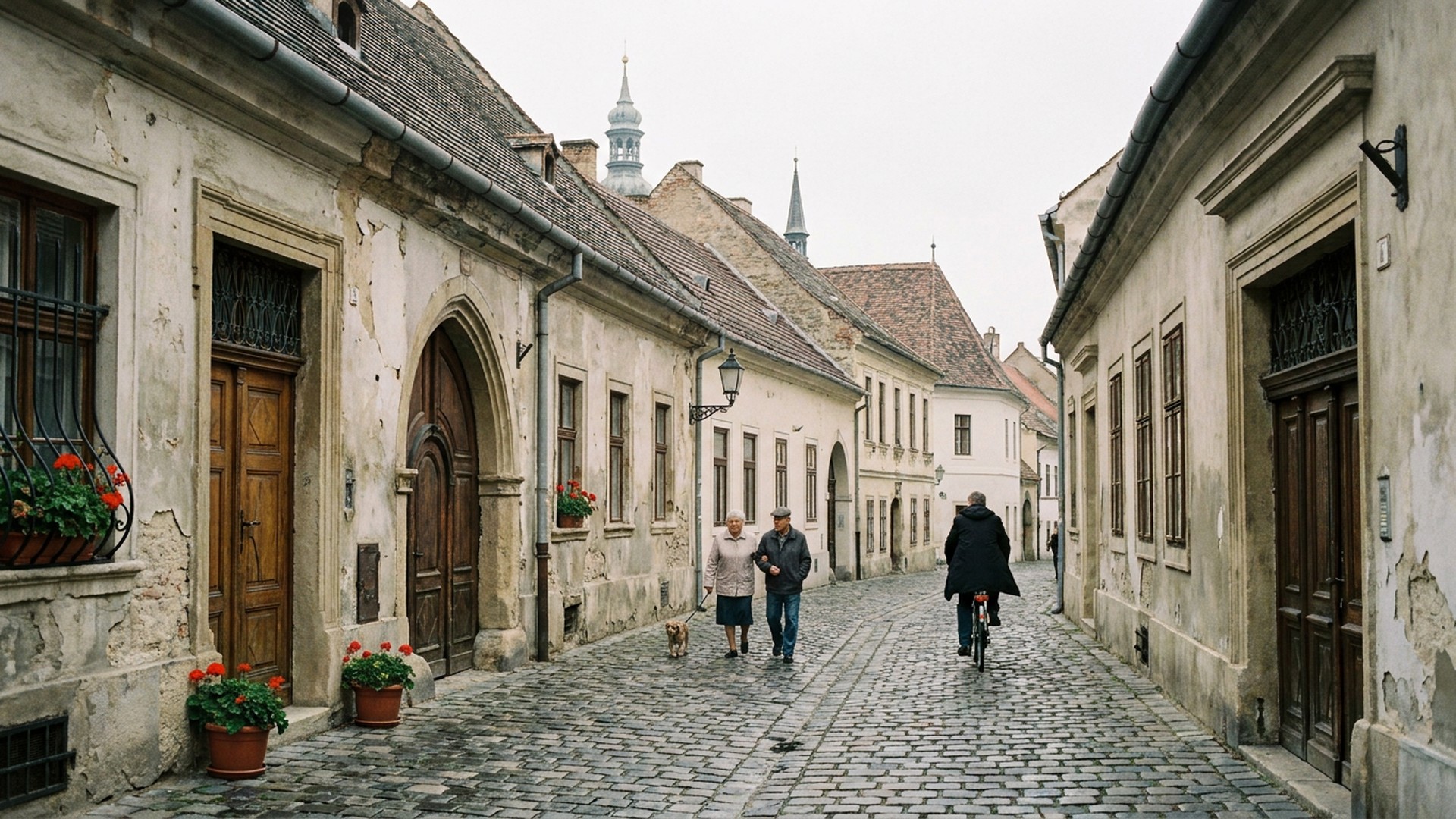 Lane in the old quarter in Sopron, Hungary
