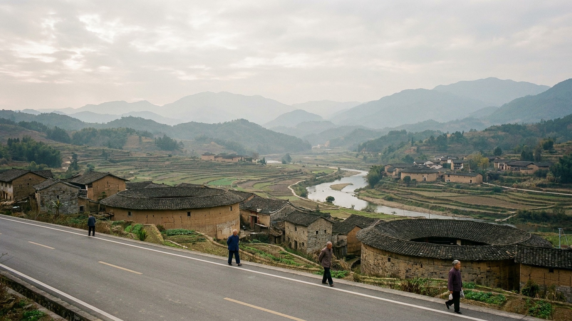 Landscape seen from a quiet local road in Ganzhou, China