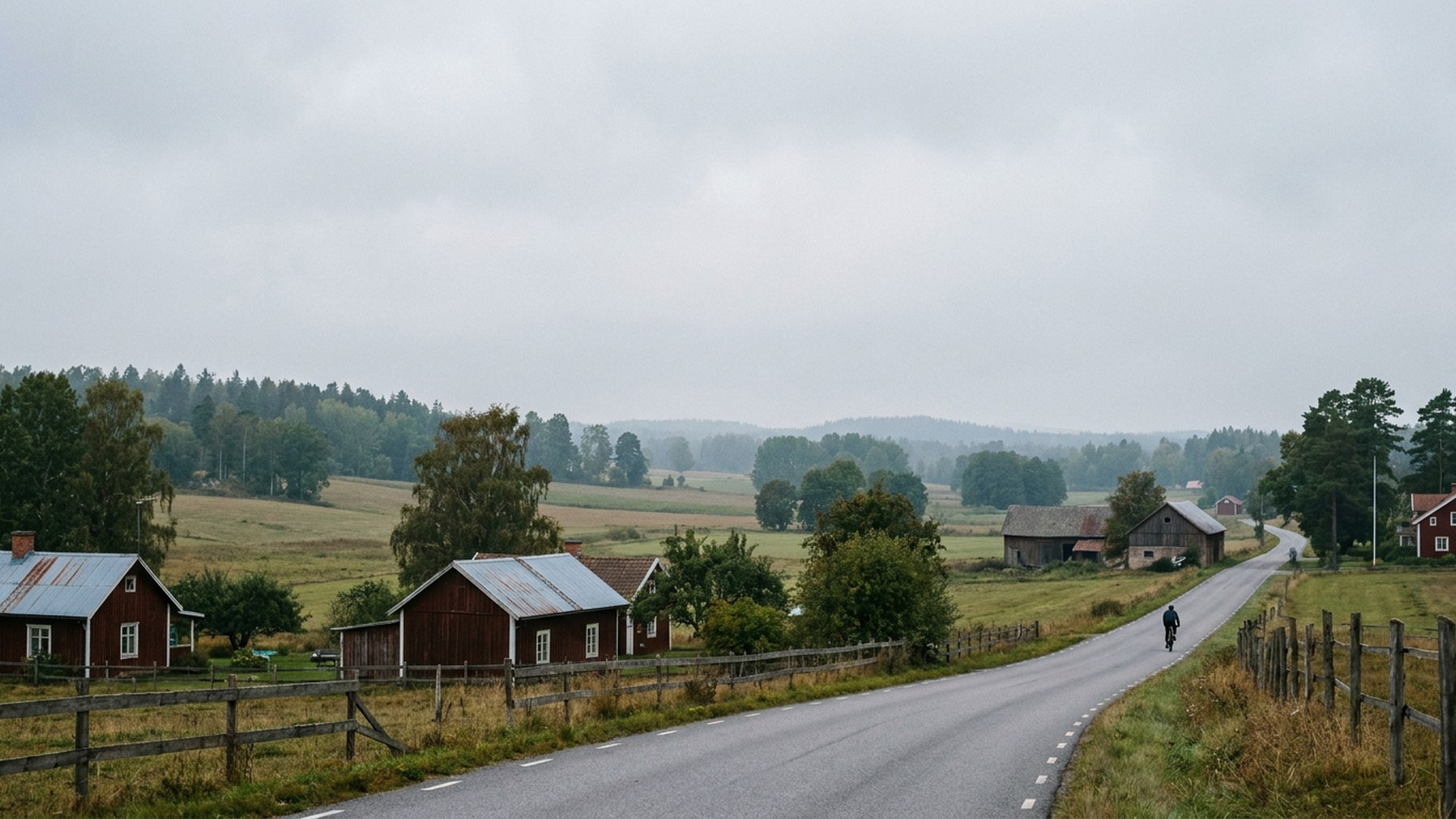 Landscape seen from a quiet local road in Katrineholm, Sweden