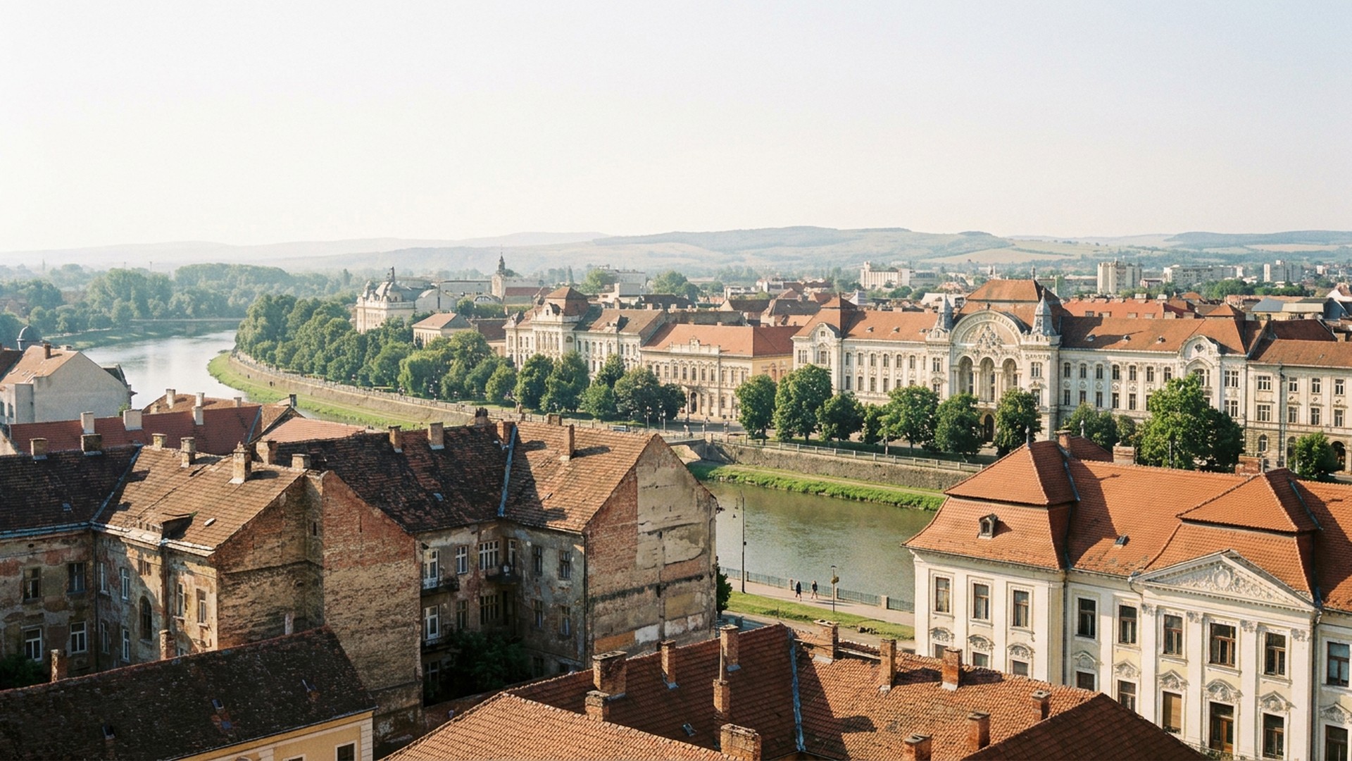 Rooftops and local building stock in Arad, Romania