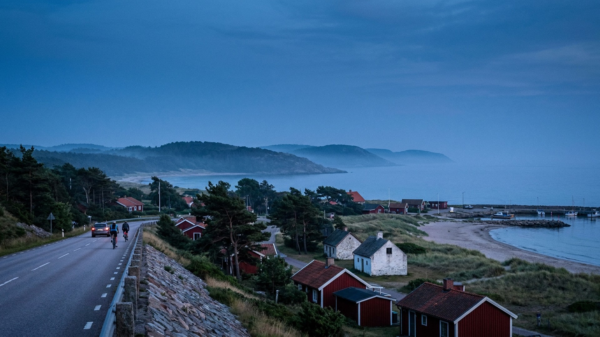Layered headlands seen from the coast road in Halmstad, Sweden