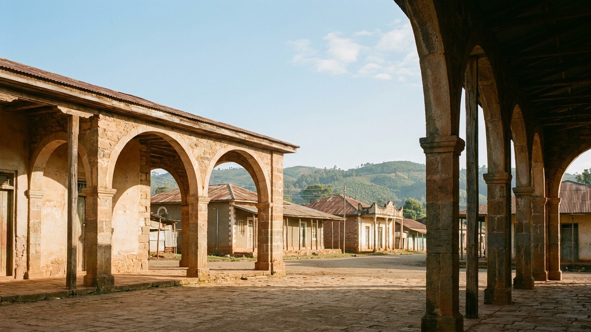 Arcaded public space in Jimma, Ethiopia
