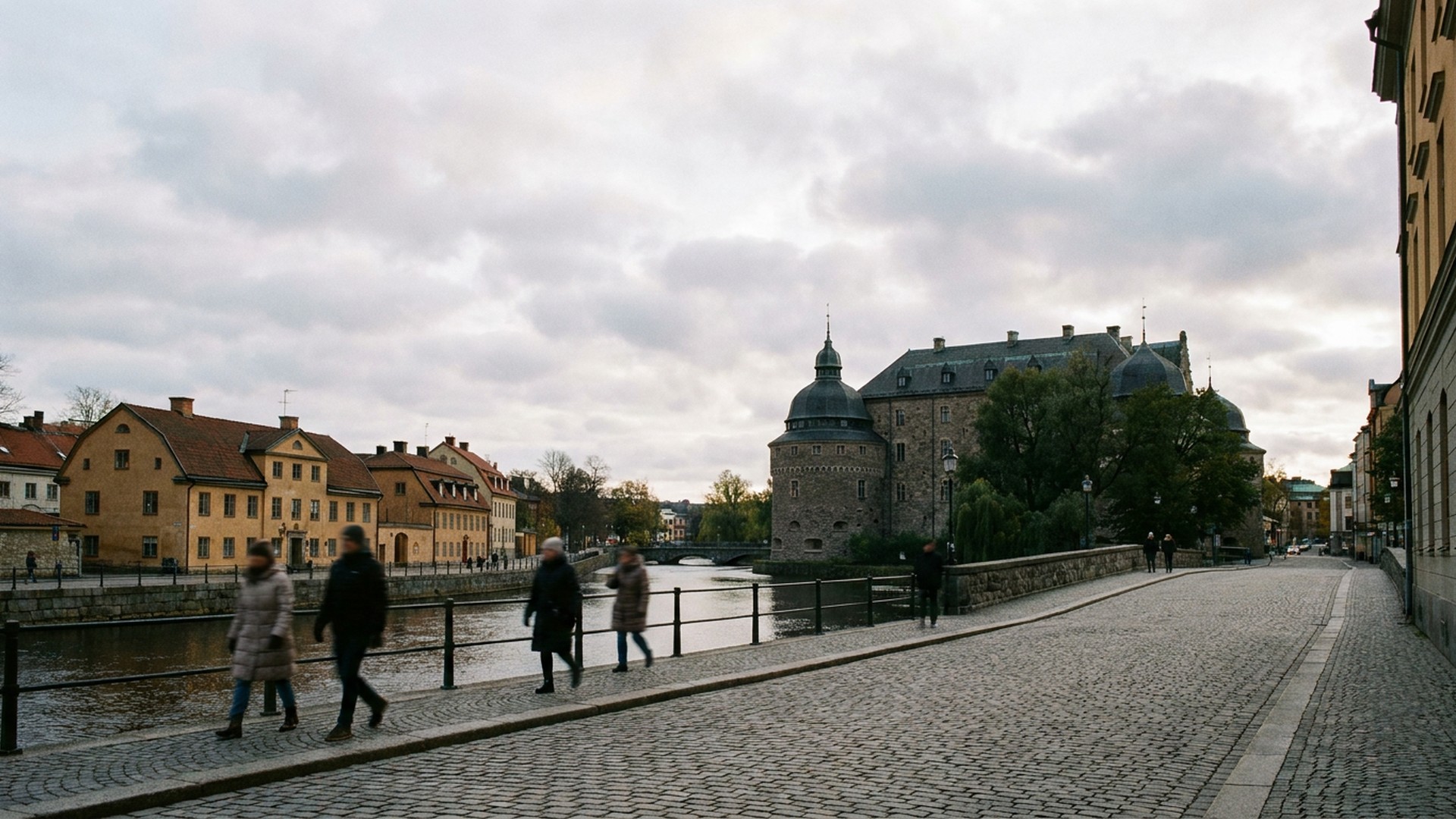 Street-level view of the civic architecture in Örebro, Sweden