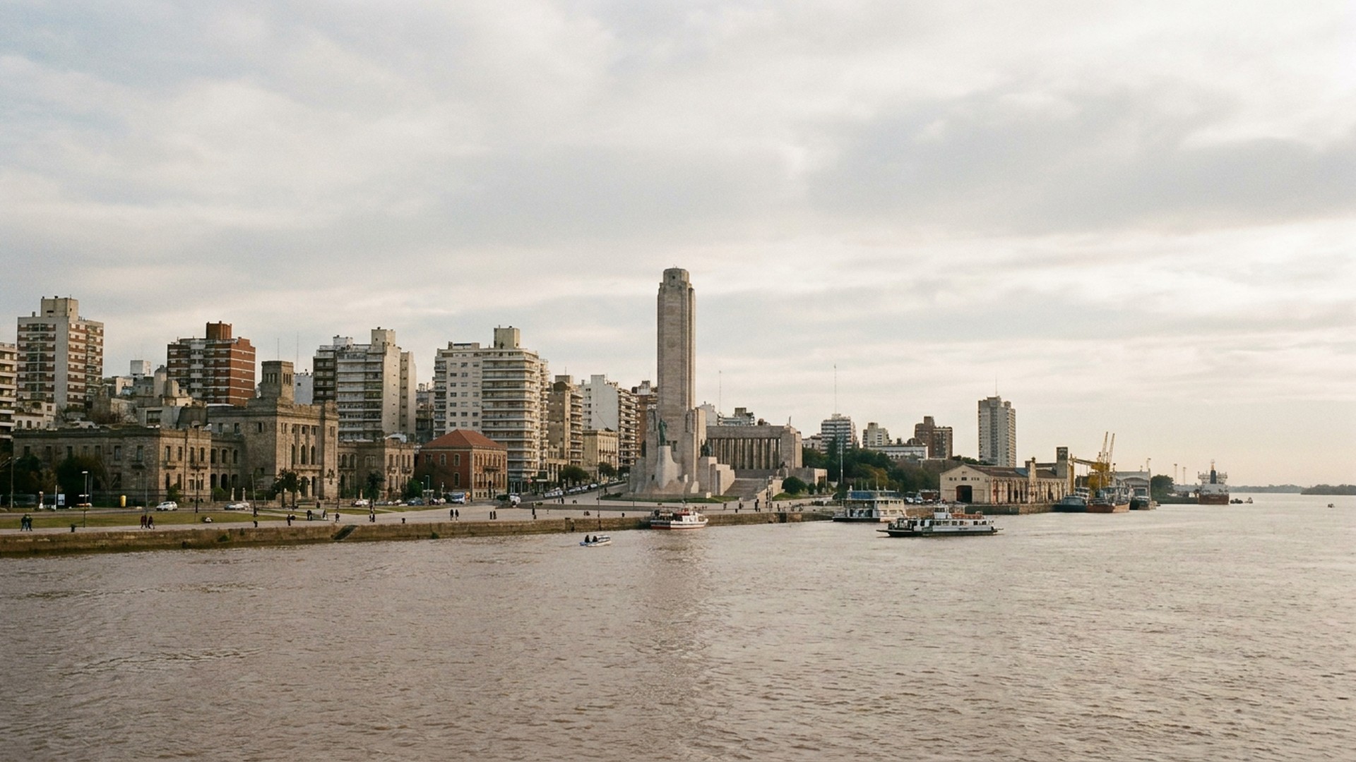 The city seen across its water in Rosario, Argentina