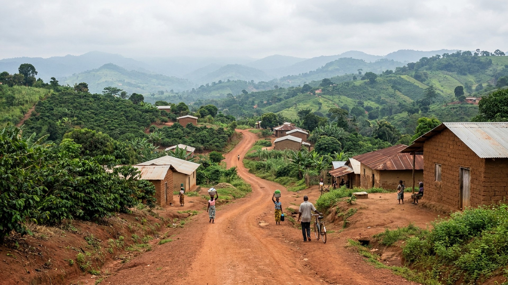 Landscape seen from a quiet local road in Kpalimé, Togo