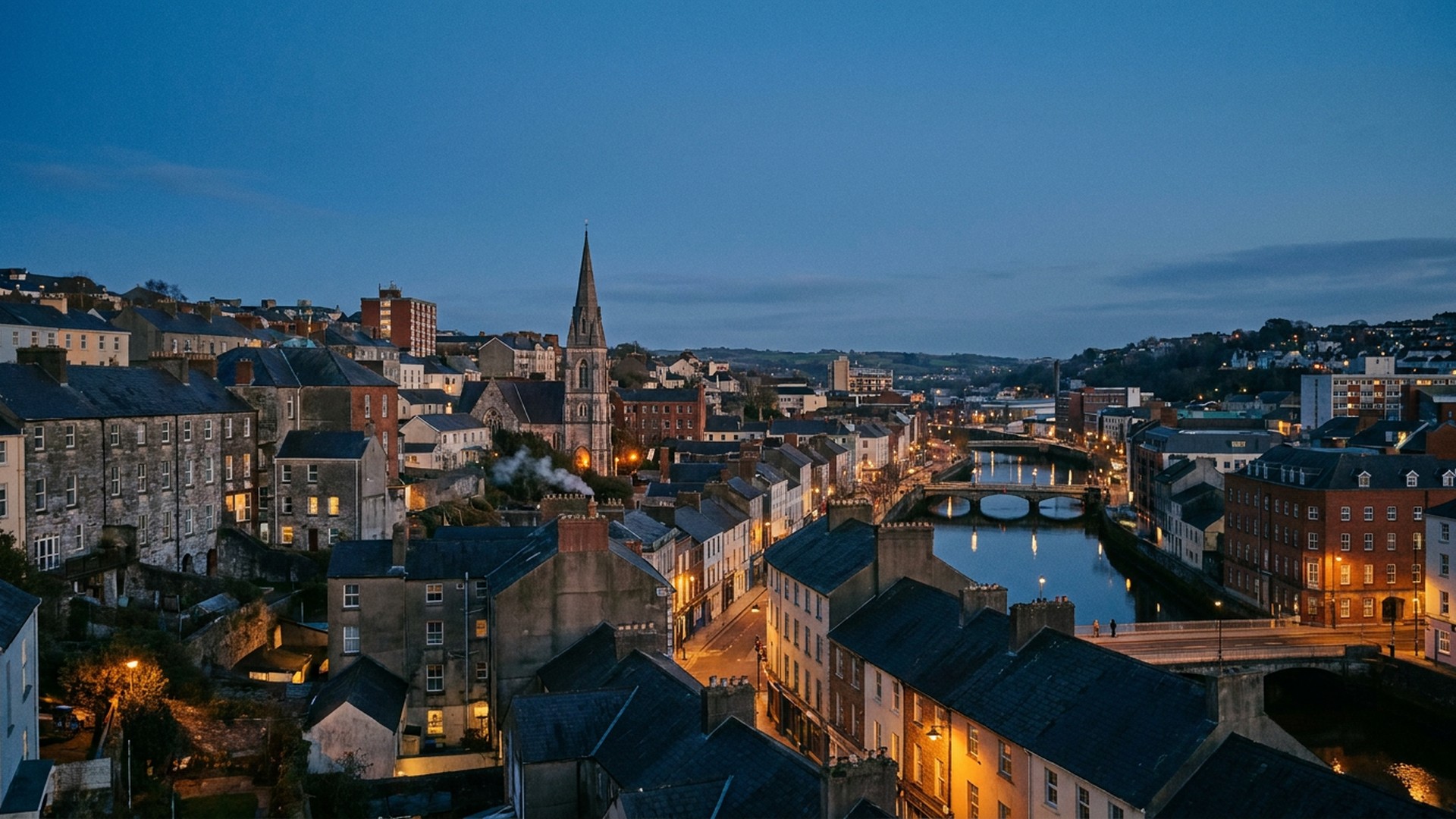 Rooftops and local building stock in Cork, Ireland
