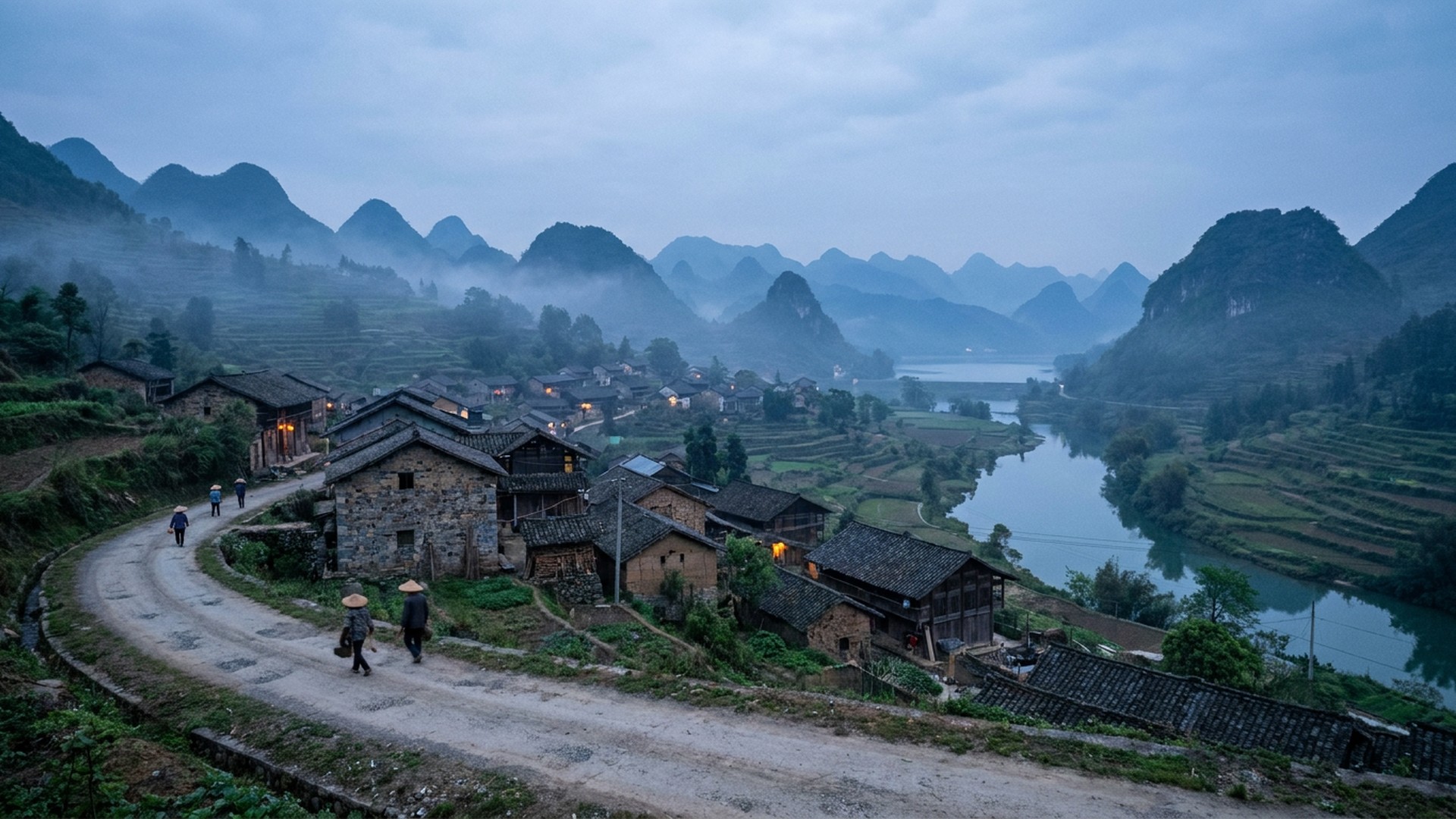 Landscape seen from a quiet local road in Chenzhou, China