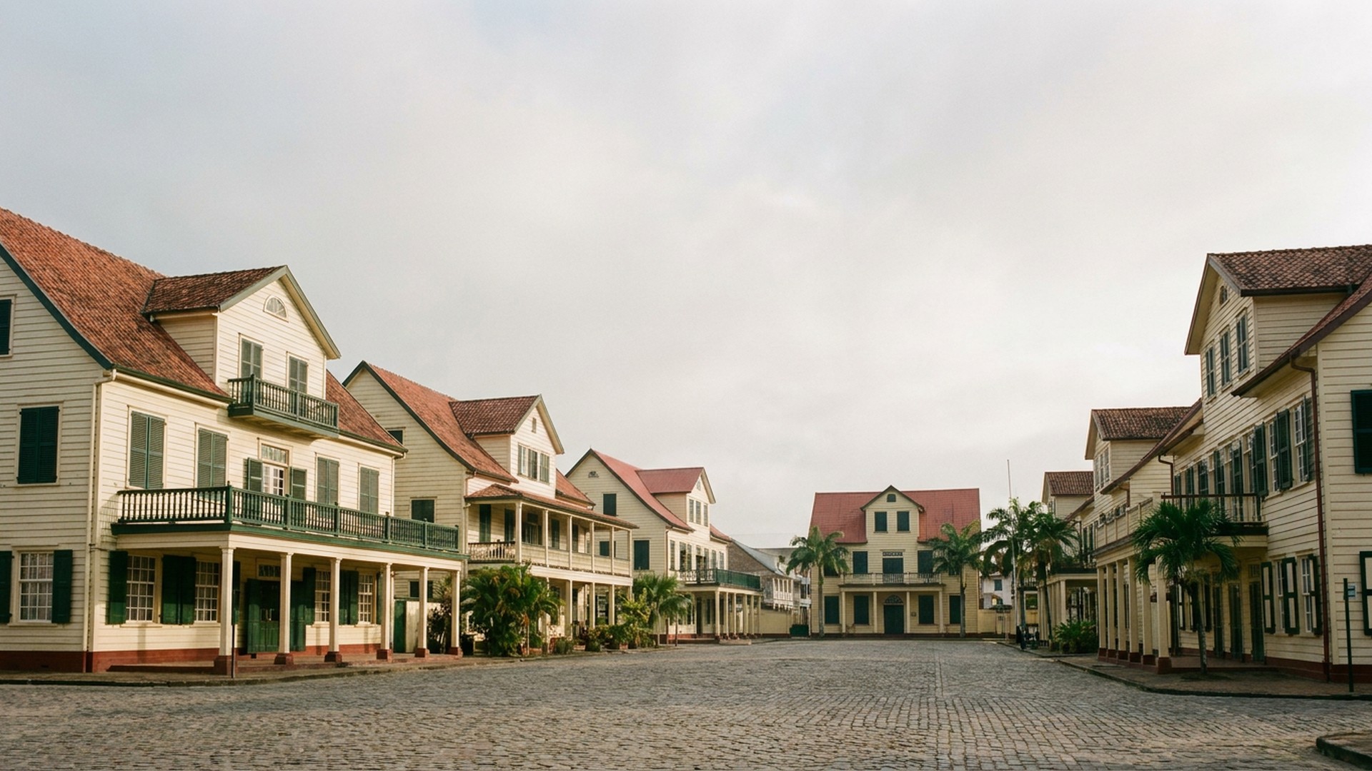 Arcaded public space in Paramaribo, Suriname