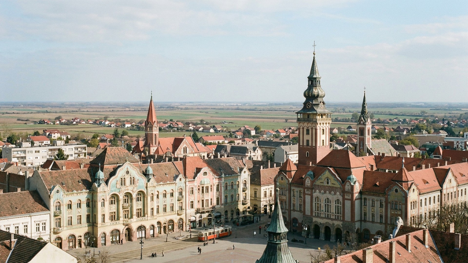 The historic core and surrounding landscape in Subotica, Serbia