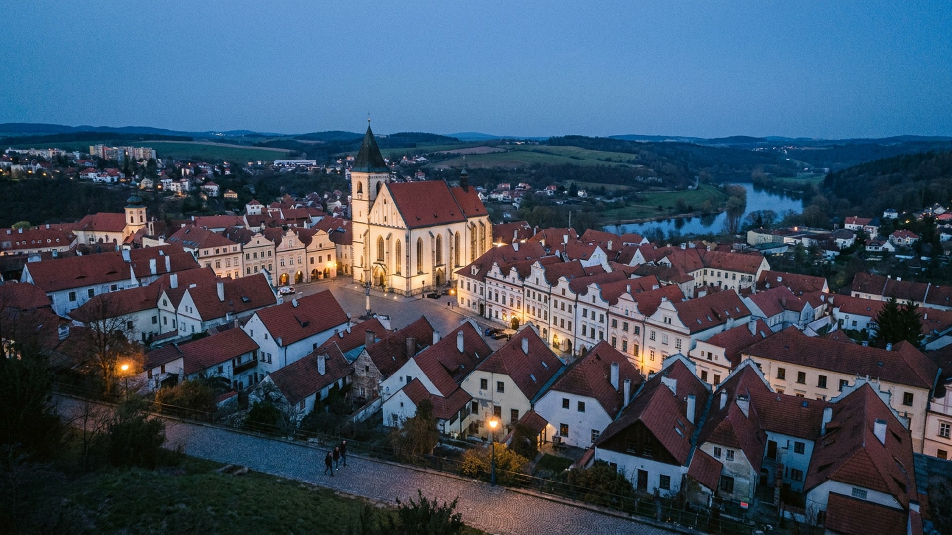 The historic core and surrounding landscape in Tábor, Czechia