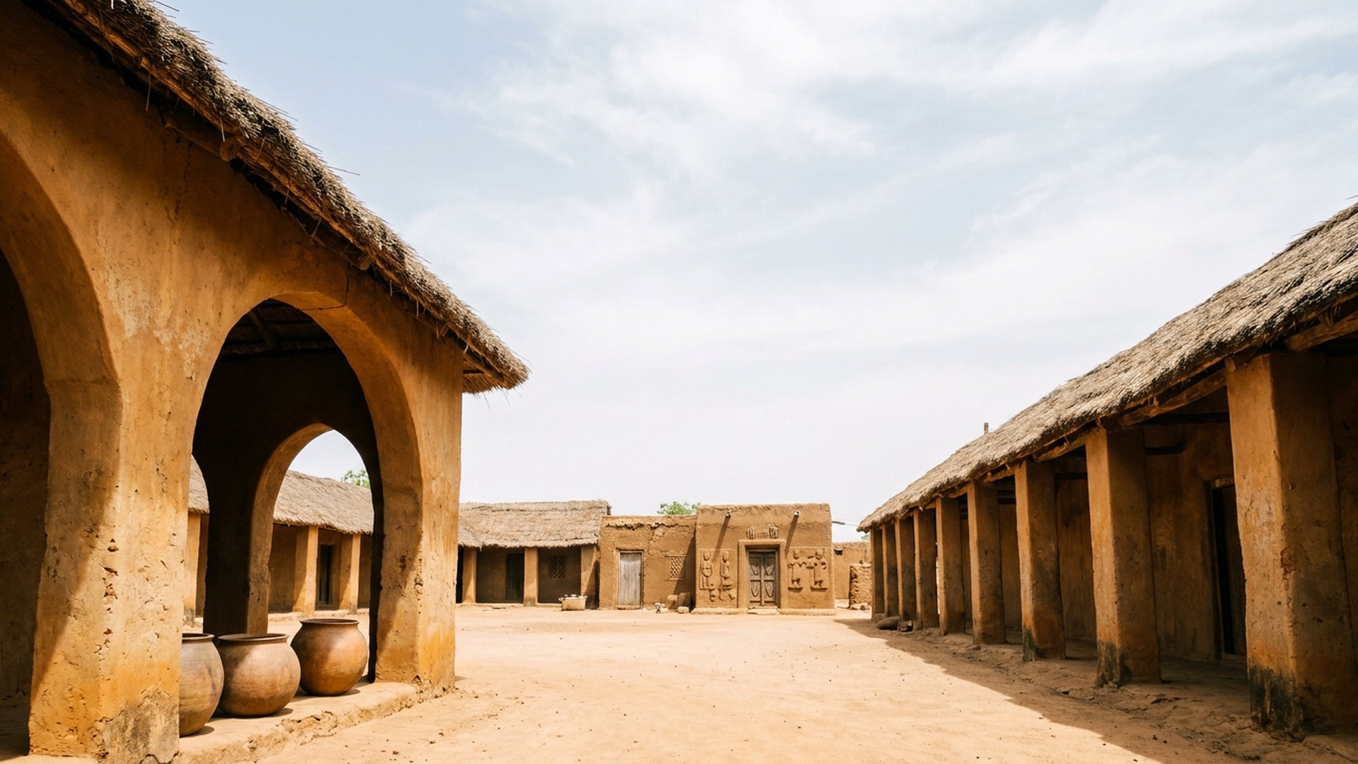 Arcaded public space in Abomey, Benin