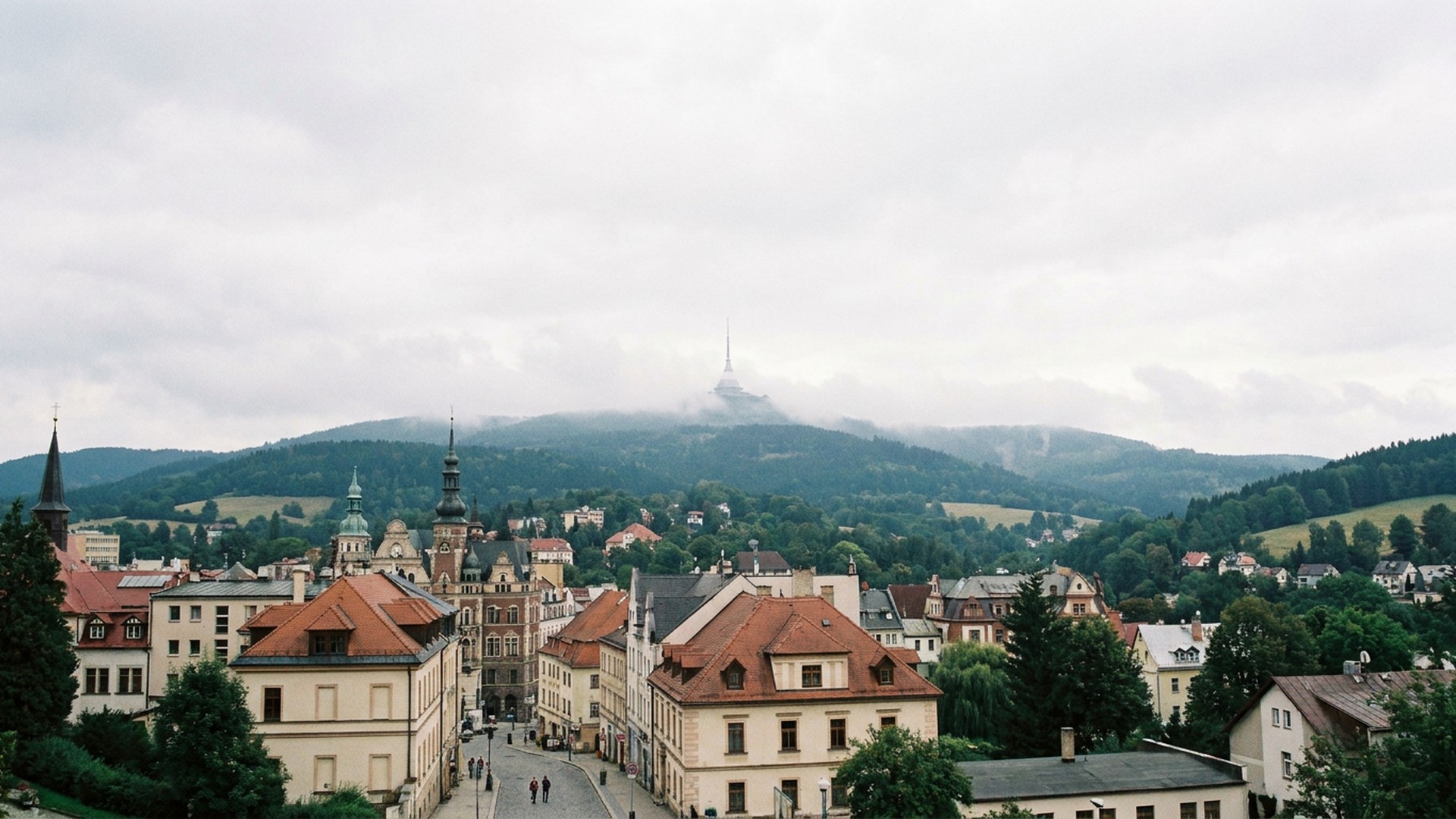Mountain village below the peaks in Liberec, Czechia
