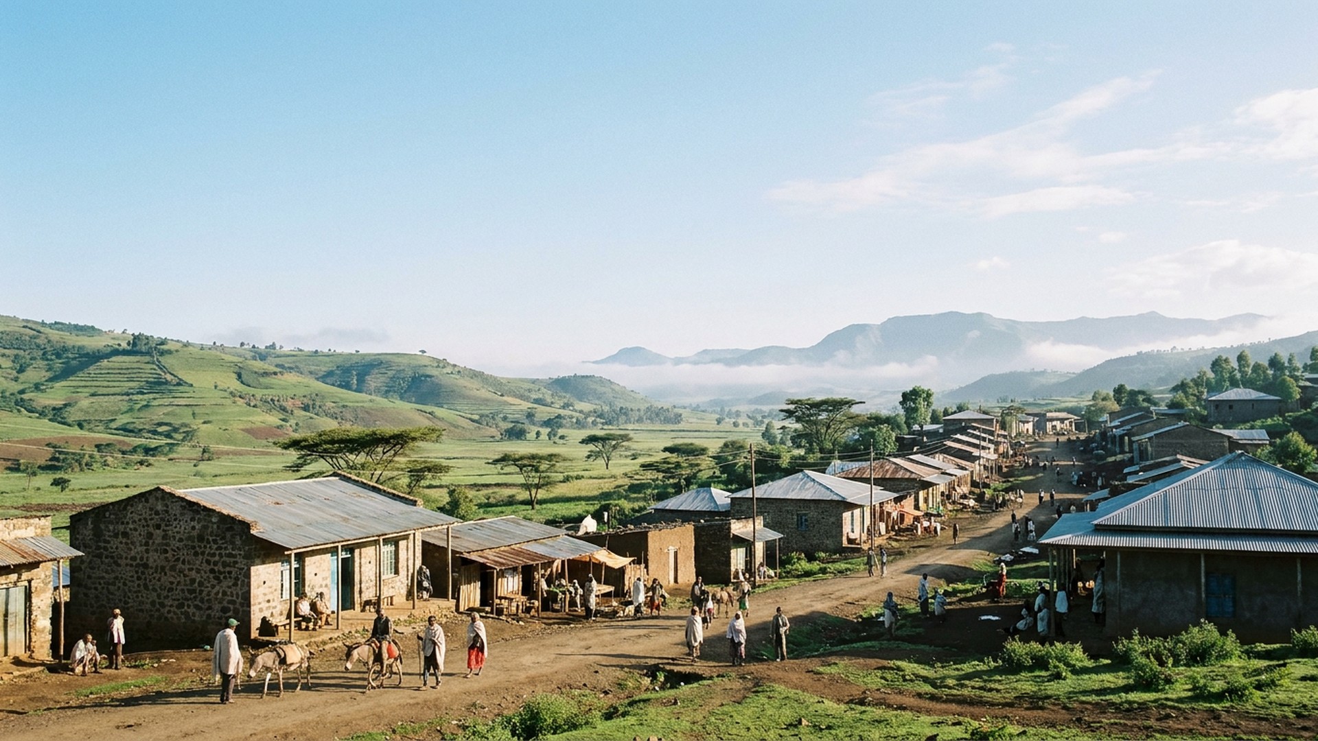 Small settlement in its landscape in Sodo, Ethiopia