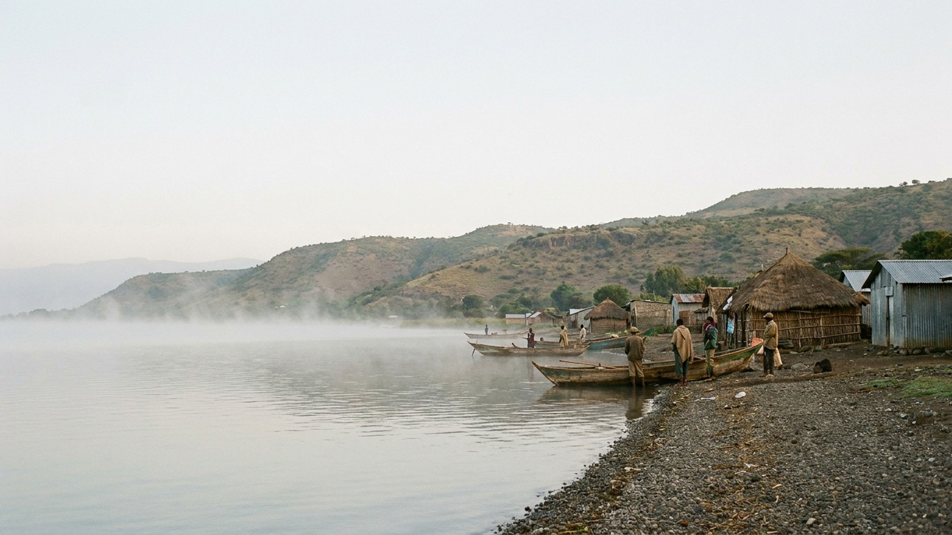 Mist lifting from the lake in Awasa, Ethiopia