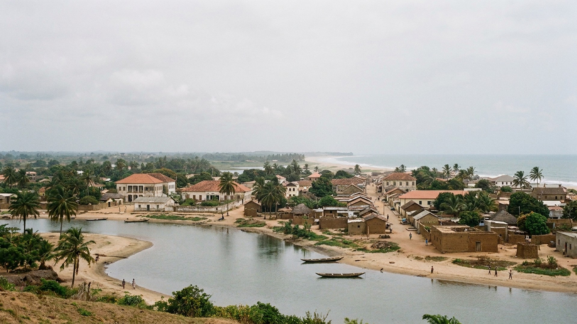 The historic core and surrounding landscape in Aného, Togo