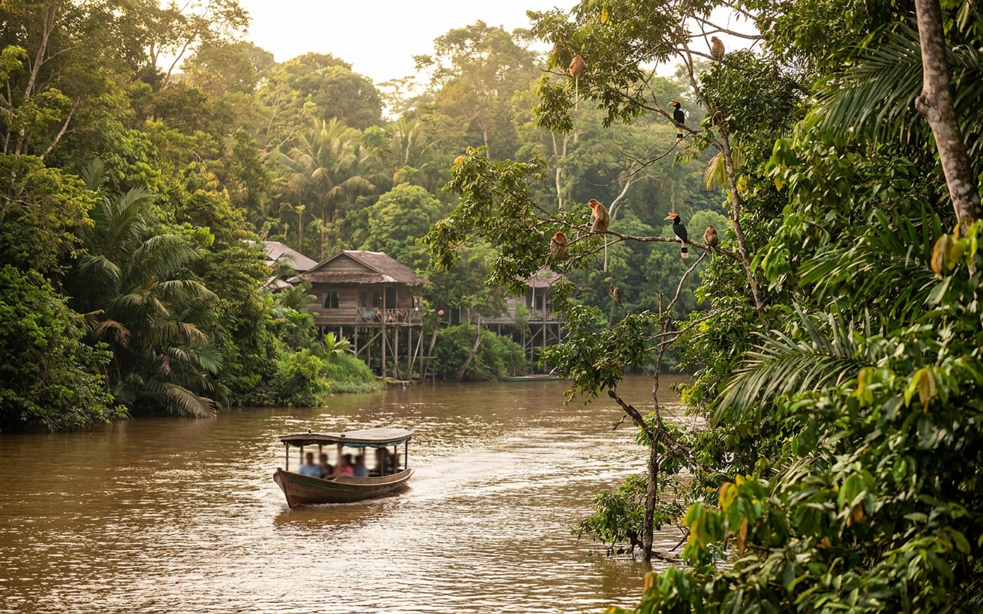 A view of Kinabatangan River, Malaysia.