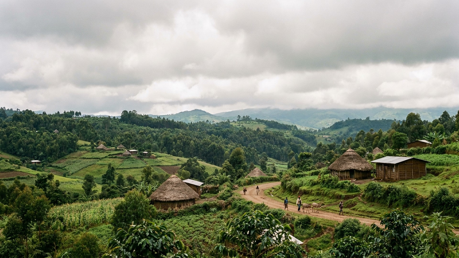 The landscape under dramatic cloud in Bonga, Ethiopia