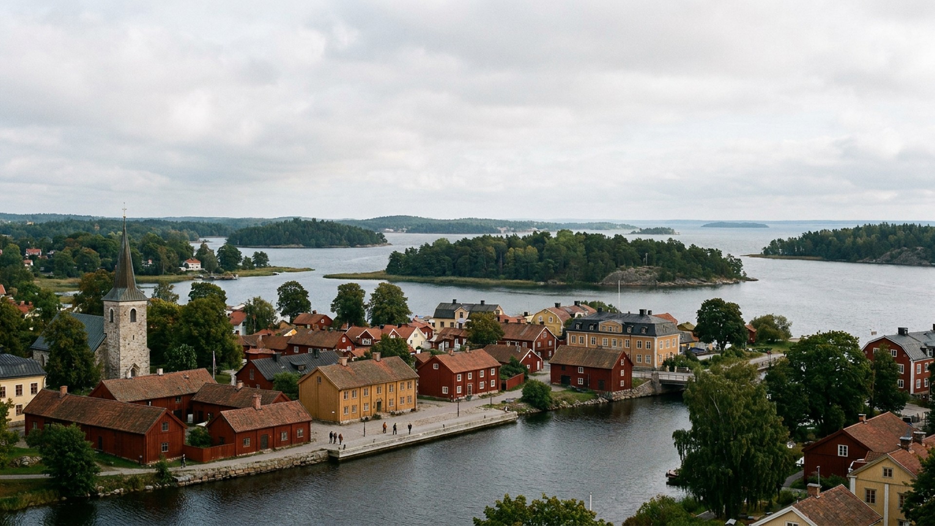 Small settlement in its landscape in Nyköping, Sweden