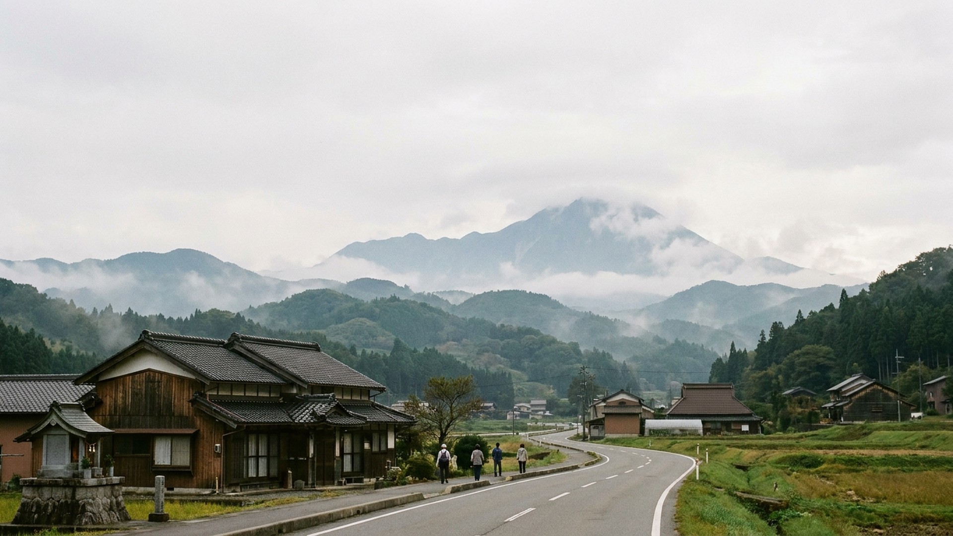 Landscape seen from a quiet local road in Daisen, Japan