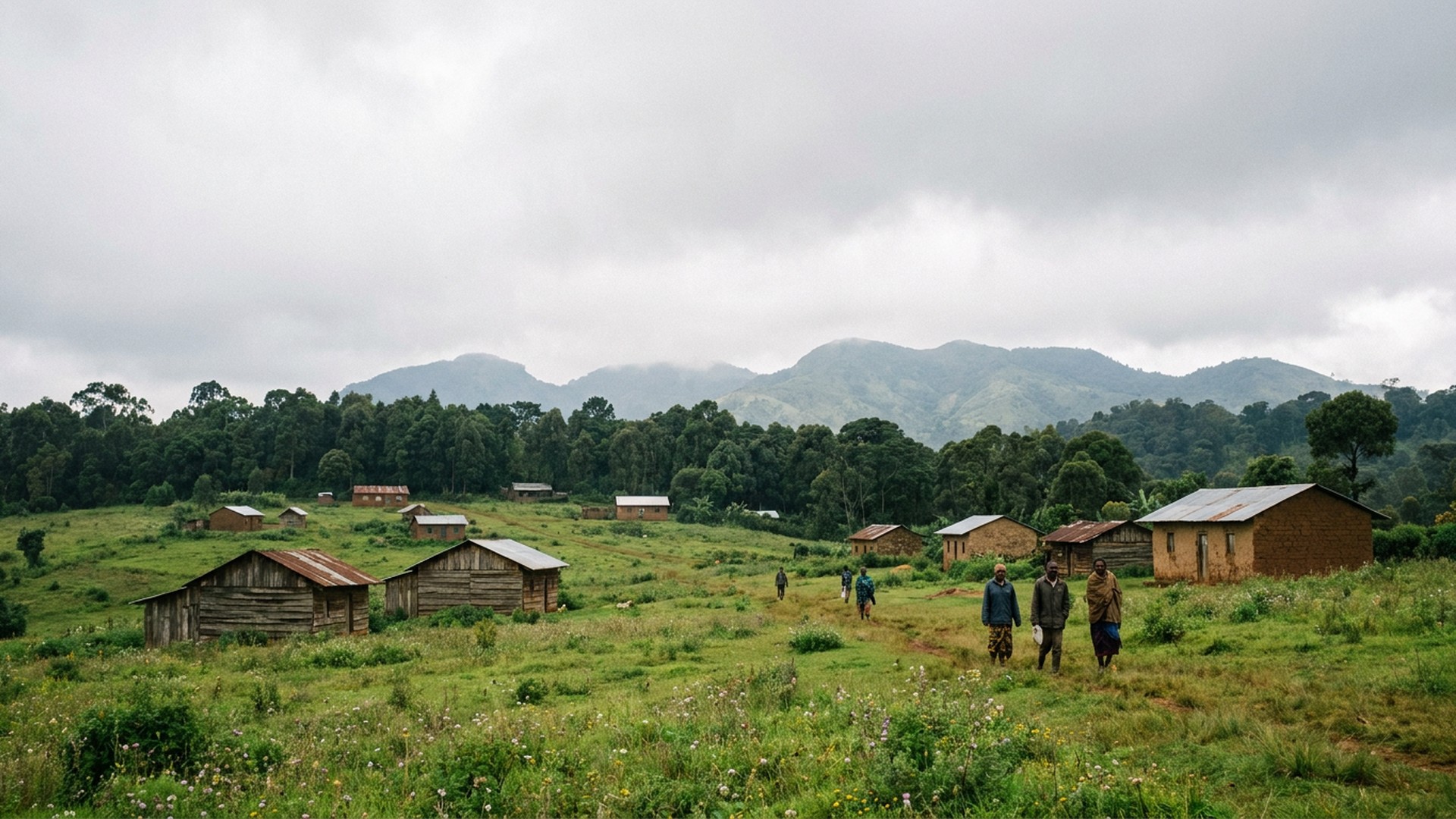 Meadow and treeline below the summits in Lushoto, Tanzania